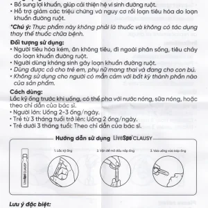 Dung dịch LiveSpo Clausy bổ sung lợi khuẩn, giúp cân bằng hệ vi sinh đường ruột (25 ống x 5ml)