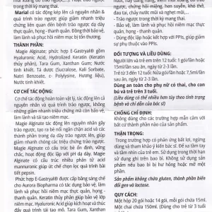 Marial Gel chống trào ngược dạ dày thực quản, bảo vệ, tái tạo và phục hồi niêm mạc họng (150ml)