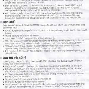Que thử đường huyết MediUSA TS3300 sử dụng cùng máy đo đường huyết MediUSA GM3300 (50 que)