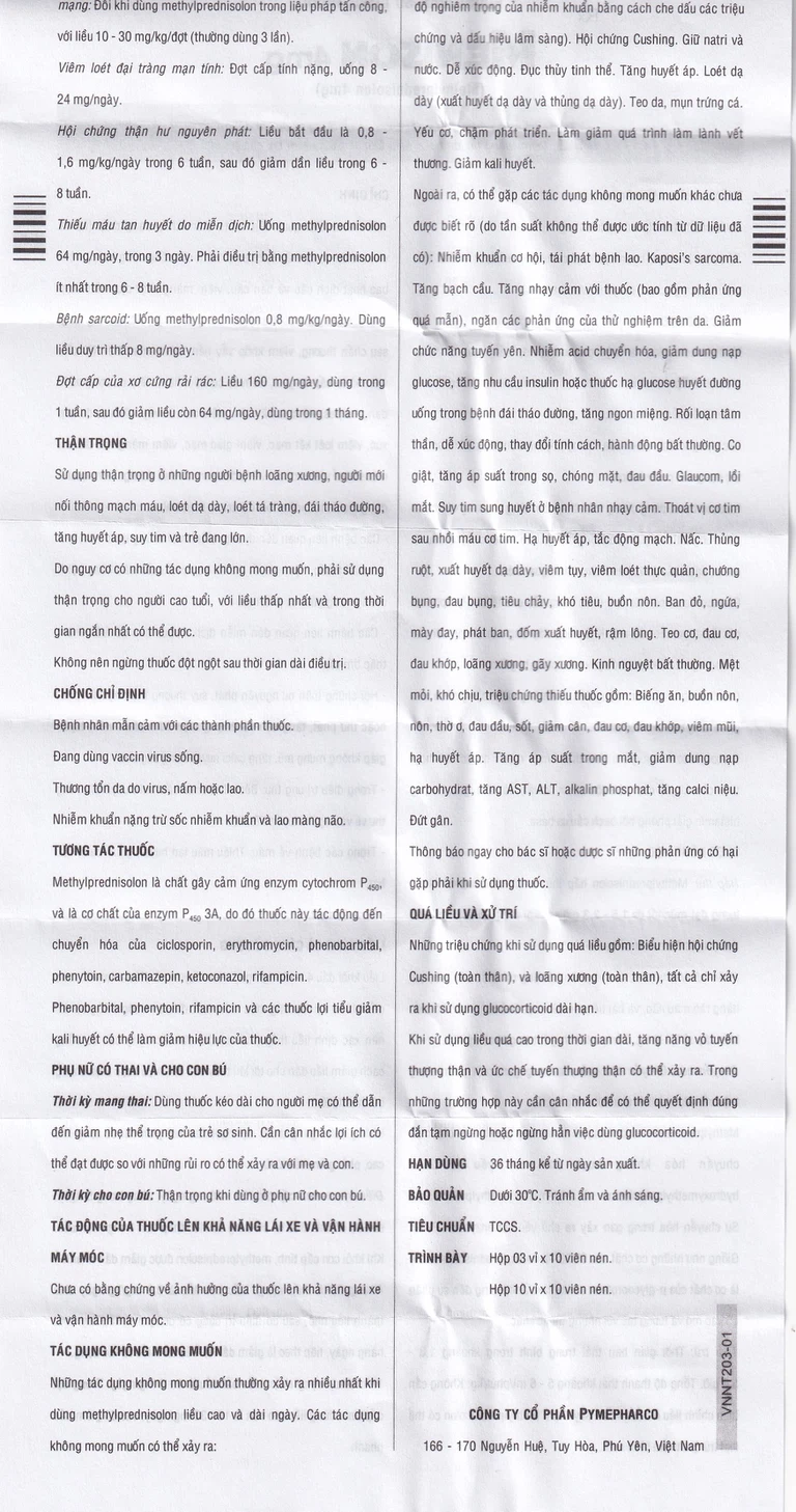 Thuốc Menison 4mg Pymepharco điều trị rối loạn nội tiết, viêm khớp, bệnh collagen (3 vỉ x 10 viên)