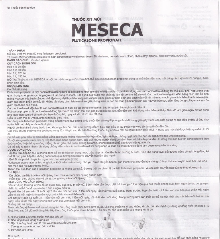 Thuốc xịt mũi Meseca Merap điều trị và dự phòng viêm mũi dị ứng (60 liều)
