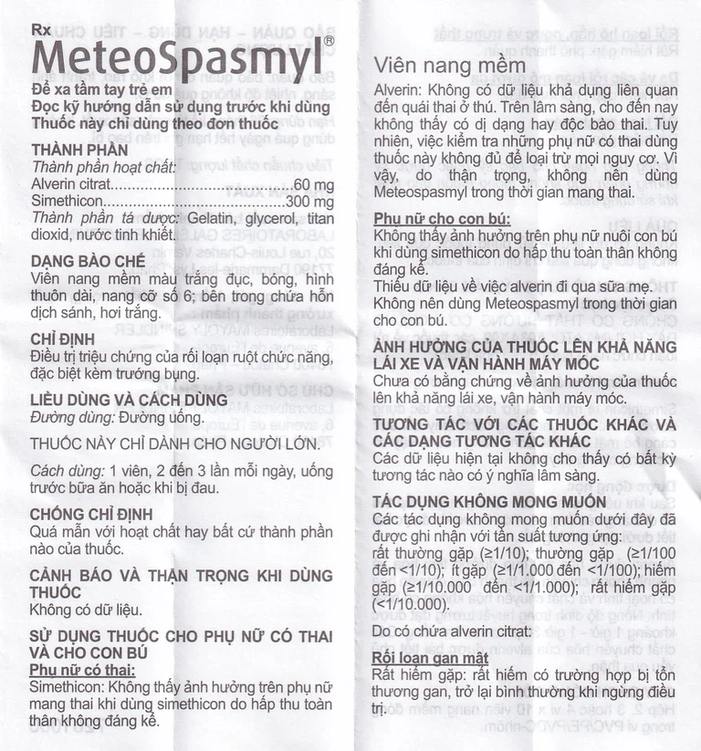 Thuốc Meteospasmyl Mayoly Spindler điều trị các rối loạn đường ruột (2 vỉ x 10 viên)