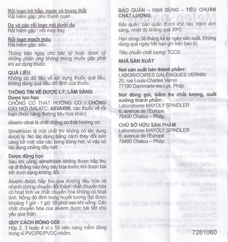 Thuốc Meteospasmyl Mayoly Spindler điều trị các rối loạn đường ruột (2 vỉ x 10 viên)