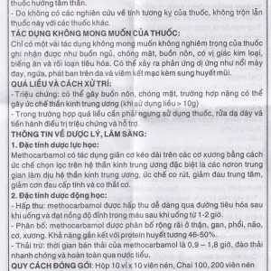 Viên nén Methocarbamol 500mg Khapharco điều trị ngắn hạn cơn đau, co thắt cơ, bong gân (10 vỉ x 10 viên)
