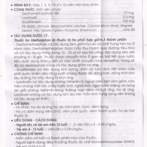 Thuốc ho Methorphan Traphaco cắt cơn ho, điều trị long đờm, chống dị ứng (2 vỉ x 10 viên)