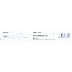 Viên đặt âm đạo Metrima 100 Dược 3-2 điều trị nấm candida (1 vỉ x 6 viên)