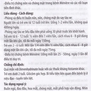 Thuốc chống say tàu xe Momvina Hadiphar điều trị chứng buồn nôn, nôn, chóng mặt (25 vỉ x 4 viên)