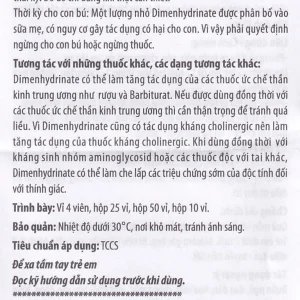 Thuốc chống say tàu xe Momvina Hadiphar điều trị chứng buồn nôn, nôn, chóng mặt (25 vỉ x 4 viên)