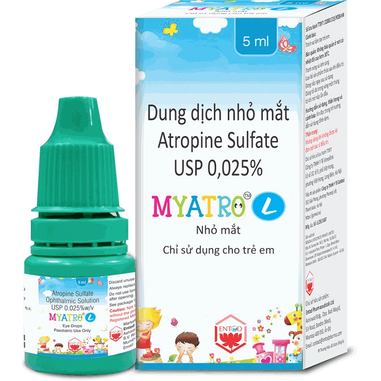 Thuốc nhỏ mắt Myatro L 0,025% Entod kiểm soát tiến trình cận thị ở trẻ nhỏ (5ml)