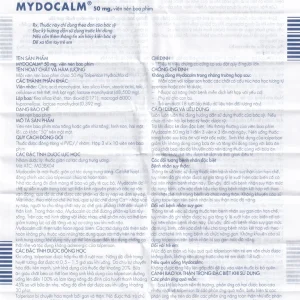 Viên nén Mydocalm 50mg Gedeon điều trị triệu chứng co cứng cơ sau đột quỵ (3 vỉ x 10 viên)