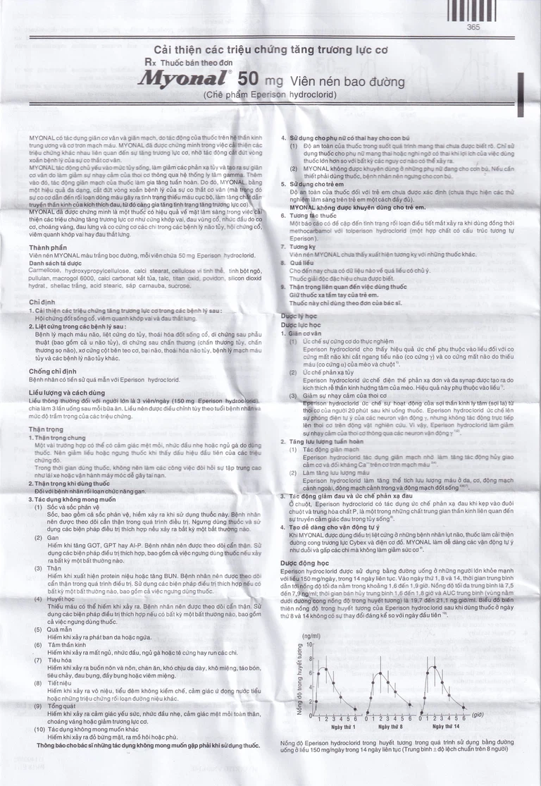 Viên nén Myonal 50mg Eisai cải thiện tăng trương lực cơ và điều trị liệt cứng (3 vỉ x 10 viên)