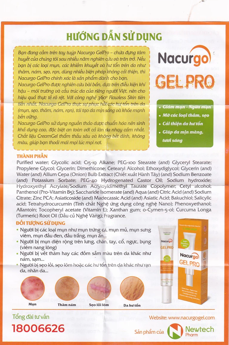 Gel Nacurgo Gelpro 20g làm giảm thâm sẹo