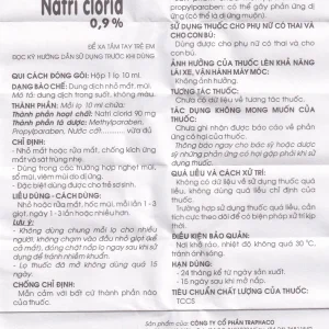 Thuốc nhỏ mắt, mũi Natri Clorid 0,9% Traphaco giảm nghẹt mũi, chảy mũi, viêm mũi dị ứng (10ml)