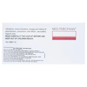 Viên đặt âm đạo Neo-Tergynan Bouchara điều trị viêm âm đạo (1 vỉ x 10 viên)