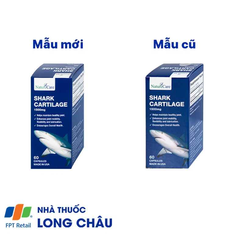 Viên uống Shark Cartilage NatureCare hỗ trợ tăng cường khả năng vận động linh hoạt và bôi trơn khớp (Hộp 60 viên)