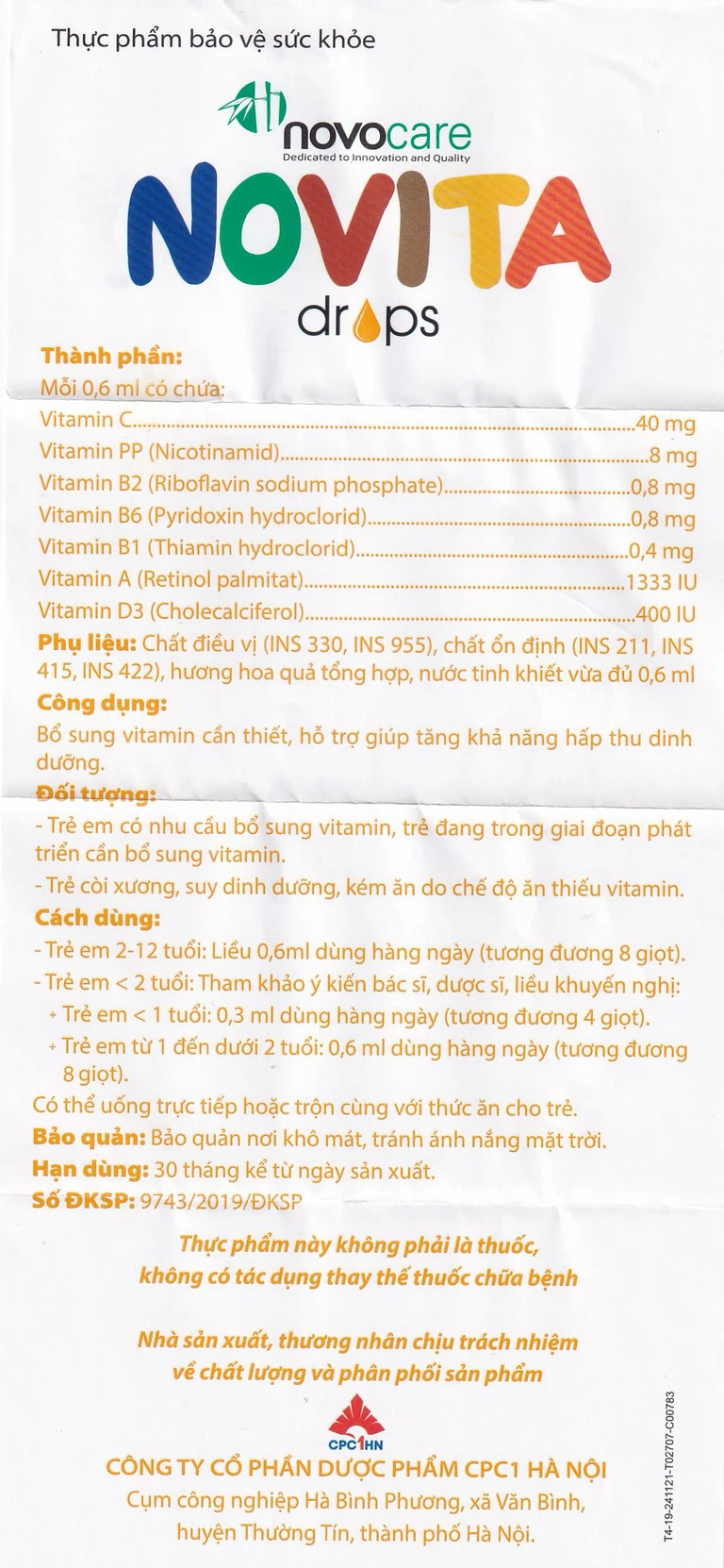 Dung dịch uống Novita Drops 30ml Novocare bổ sung vitamin, hỗ trợ tăng khả năng hấp thu dinh dưỡng