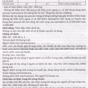 Dung dịch tiêm Novocain 3% Vinphaco gây tê tiêm thấm, gây tê vùng, gây tê tủy sống (100 ống x 2ml)