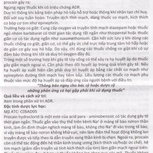 Dung dịch tiêm Novocain 3% Vinphaco gây tê tiêm thấm, gây tê vùng, gây tê tủy sống (100 ống x 2ml)
