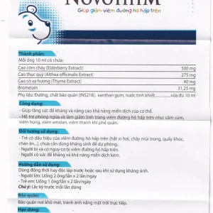Dung dịch uống Novothym Novocare tăng sức đề kháng, giảm cảm cúm, viêm họng (2 vỉ x 5 ống)
