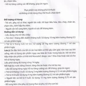 Dung dịch uống NovoZinc 15ml Novocare hỗ trợ tăng cường sức khỏe, hỗ trợ trẻ bị tiêu chảy