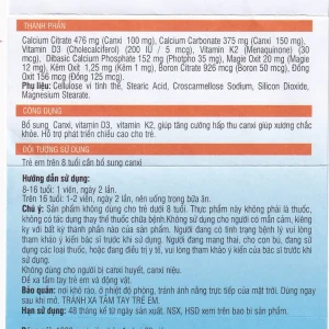 Viên uống NutriGrow Nutrimed bổ sung canxi, vitamin D3, vitamin K2, hấp thu canxi (60 viên)