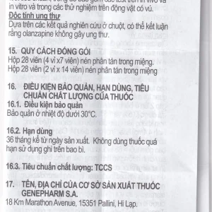 Viên nén Nykob 5mg Genepharm SA điều trị tâm thần phân liệt (4 vỉ x 7 viên)