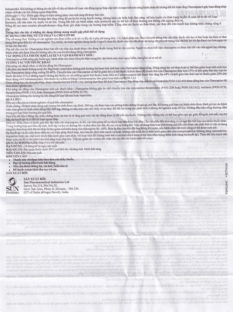Viên nén Oleanzrapitab 5 Sun Pharma điều trị bệnh tâm thần phân liệt (5 vỉ x 10 viên)