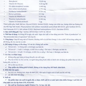 Siro Omega Vit Plus+ Botafarma hỗ trợ tăng khả năng chống oxy hóa, tốt cho não bộ và mắt (100ml)