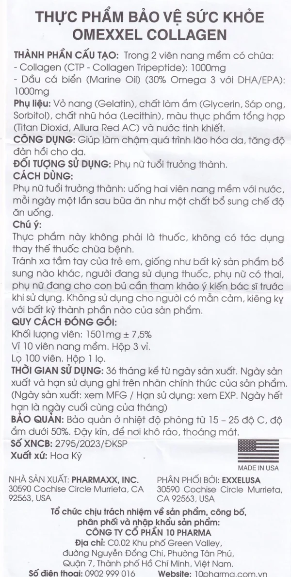 Thực phẩm bảo vệ sức khoẻ Omexxel Collagen