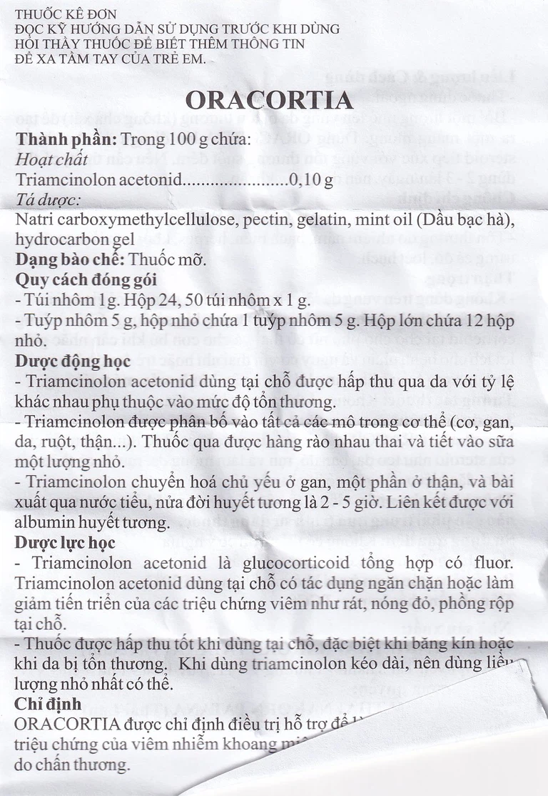 Thuốc mỡ Oracortia 0,1% Thai Nakorn Patana giảm triệu chứng viêm nhiễm khoang miệng, loét do chấn thương (5g)