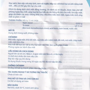 Thuốc nhỏ mắt Osla Merap Group dùng cho mắt mỏi, mắt khô, ngứa mắt, khô rát mắt (15ml)