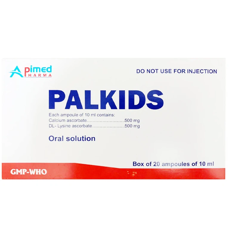 Dung dịch uống Palkids Apimed bổ sung vitamin, canxi, điều trị suy nhược cơ thể (20 ống x 10ml)