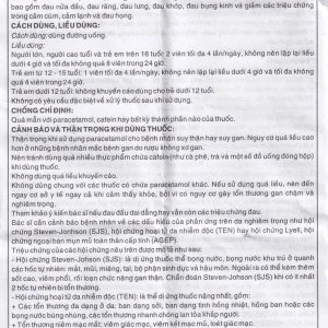 Viên nén Panactol Extra Khapharco hạ sốt, giảm đau (10 vỉ x 10 viên)