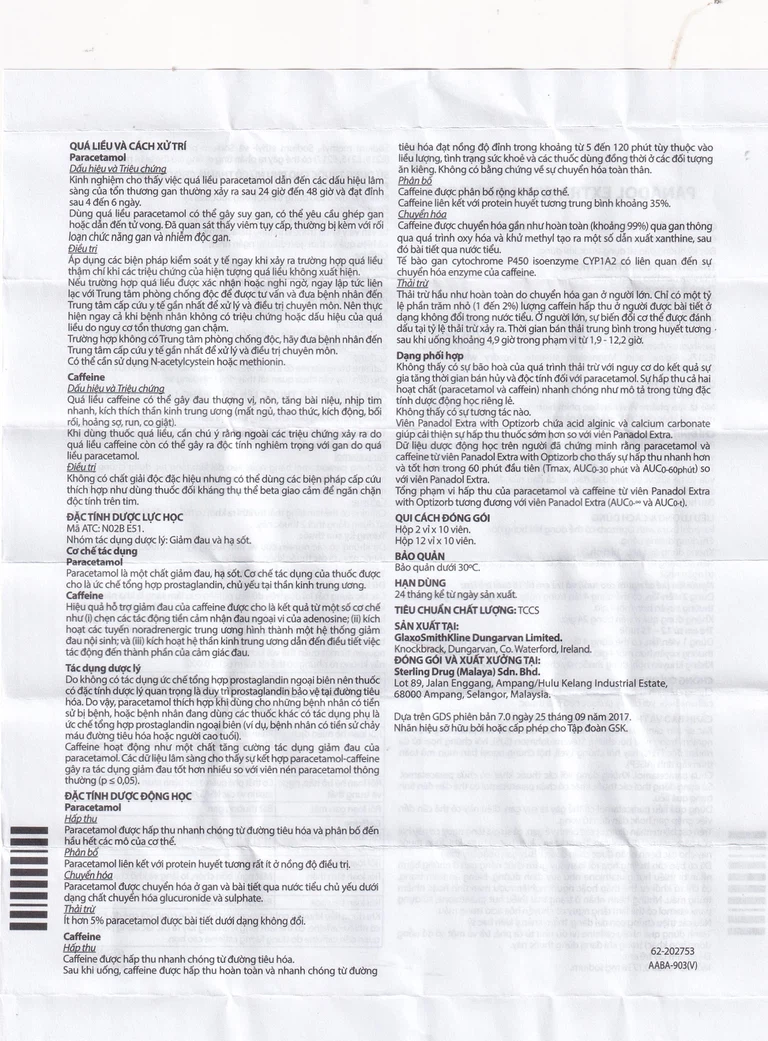 Viên nén Panadol Extra With Optizorb GSK giảm đau, hạ sốt nhanh, không gây buồn ngủ (12 vỉ x 10 viên)