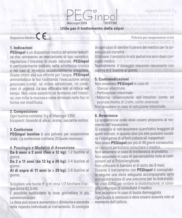 Bột pha hỗn dịch nhuận tràng PEGinpol 5g Buona cải thiện tình trạng táo bón cho trẻ (20 gói)