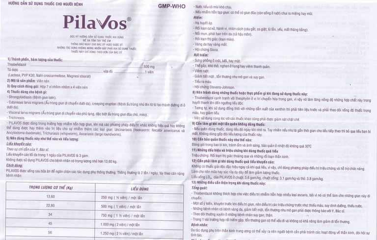 Thuốc Pilavos 500mg Usarichpharm điều trị bệnh giun lươn, ấu trùng giun di chuyển dưới da (7 vỉ x 4 viên)
