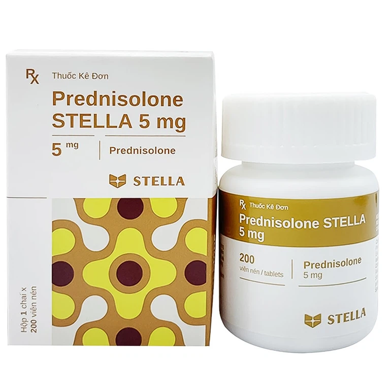 Thuốc Prednisolone Stella 5mg kháng viêm, điều trị viêm khớp dạng thấp, lupus ban đỏ (200 viên)