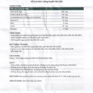 Viên uống Prostacalm Doppelherz Aktiv ngăn ngừa và hạn chế phát triển của u xơ (30 viên)