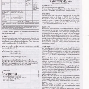 Thuốc Rablet-B Inventia điều trị loét do hội chứng trào ngược dạ dày, thực quản (3 vỉ x 10 viên)