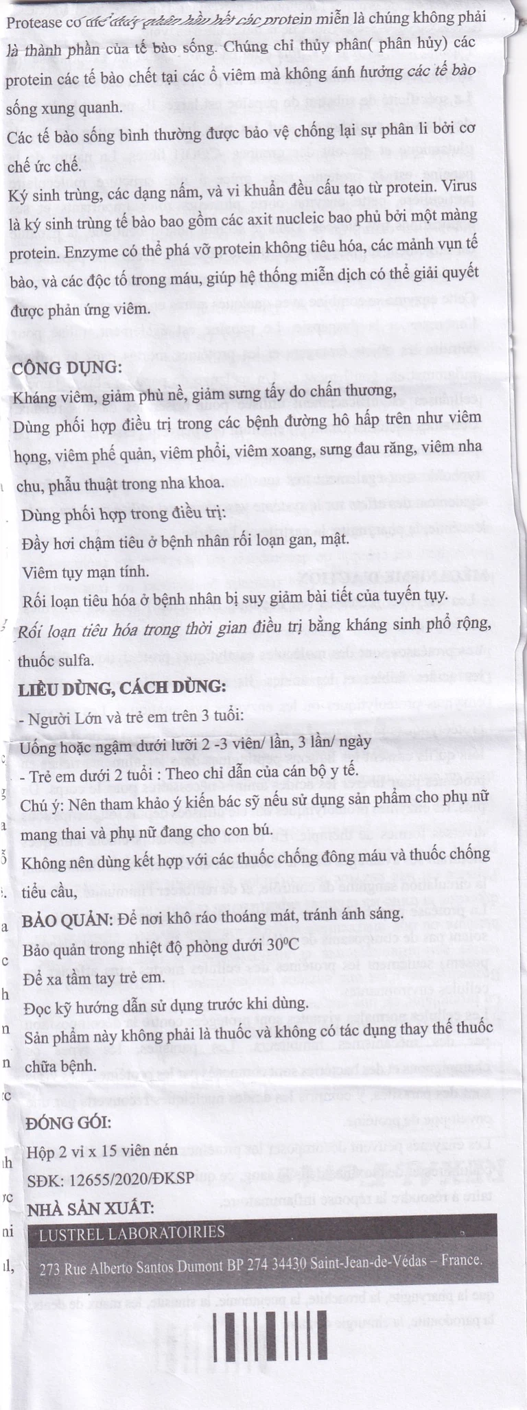 Viên uống Rexal Forte Lustrel hỗ trợ kháng viêm, giảm phù nề, sưng tấy do chấn thương (2 vỉ x 15 viên)