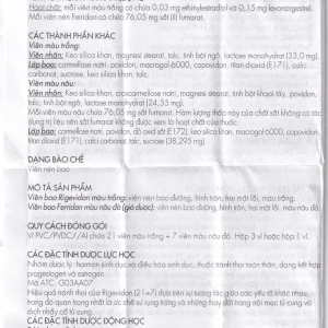 Thuốc Rigevidon 21+7 Gedeon dùng cho tránh thai (3 vỉ x 28 viên)