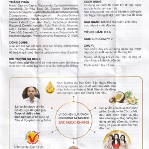 Kem dưỡng da ban đêm Sắc Ngọc Khang 30g làm mờ các vết nám, sạm, tàn nhang