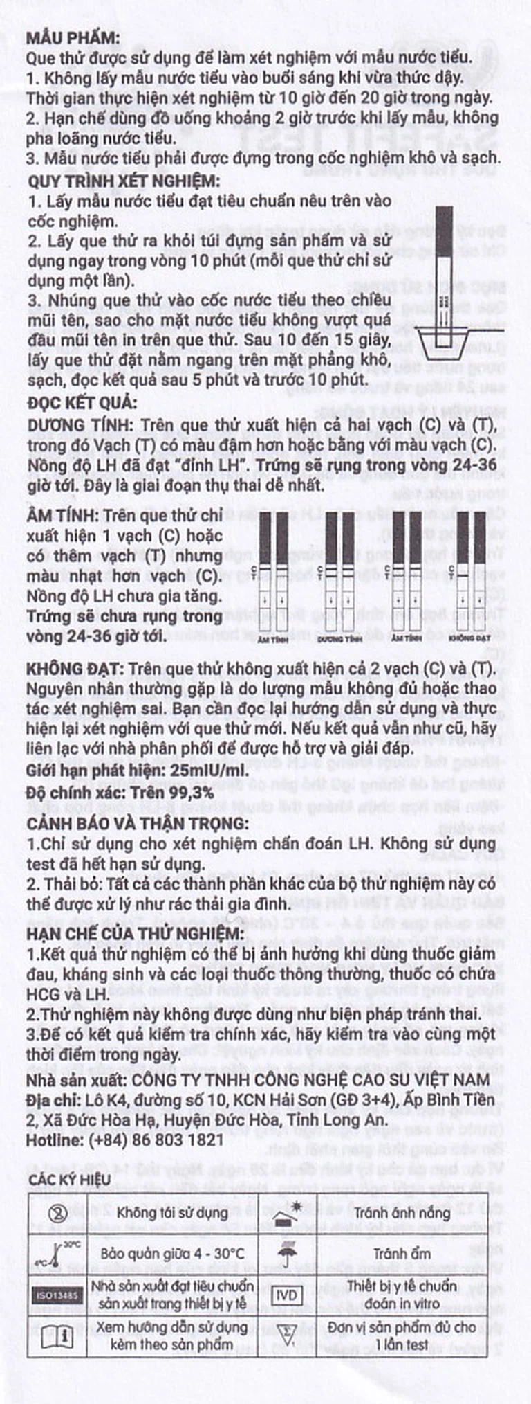 Que thử rụng trứng Safefit Test dùng để xác định ngày rụng trứng (7 que)