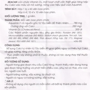 Viên nén Seacan Traphaco bổ sung Canxi và Vitamin D3 (60 viên)