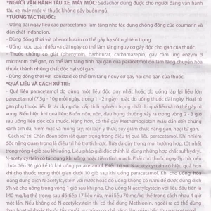 Thuốc Sedachor Haripharco hạ sốt, giảm đau, trị cảm cúm, nhức đầu (50 vỉ x 10 viên)