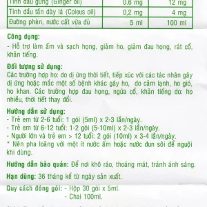 Siro ho Ong Vàng Thảo Dược Việt hỗ trợ làm ấm và sạch họng, giảm ho (30 gói x 5ml)