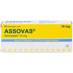 Thuốc Assovas 10mg Assopharma điều trị tăng cholesterol máu nguyên phát (3 vỉ x 10 viên)