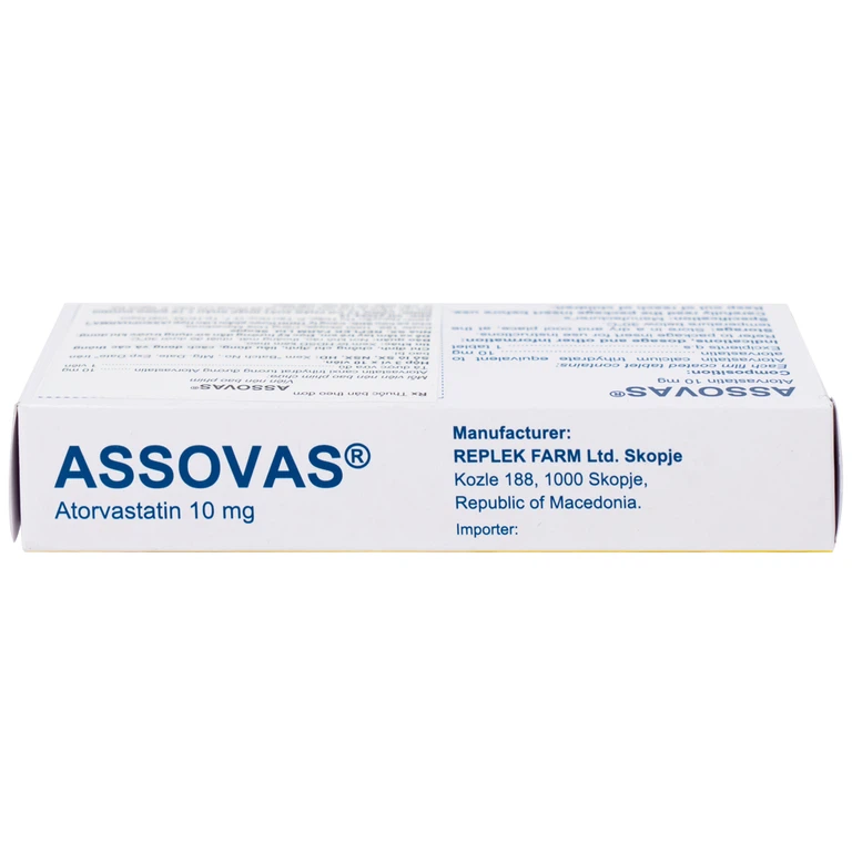 Thuốc Assovas 10mg Assopharma điều trị tăng cholesterol máu nguyên phát (3 vỉ x 10 viên)