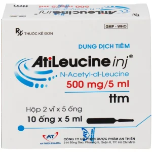 Dung dịch tiêm AtiLeucine inj 500mg/5ml An Thiên điều trị triệu chứng cơn chóng mặt (2 vỉ x 5 ống)