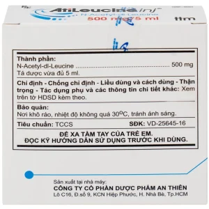 Dung dịch tiêm AtiLeucine inj 500mg/5ml An Thiên điều trị triệu chứng cơn chóng mặt (2 vỉ x 5 ống)